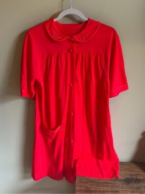 Vintage Lorraine Gown Housecoat Small Red